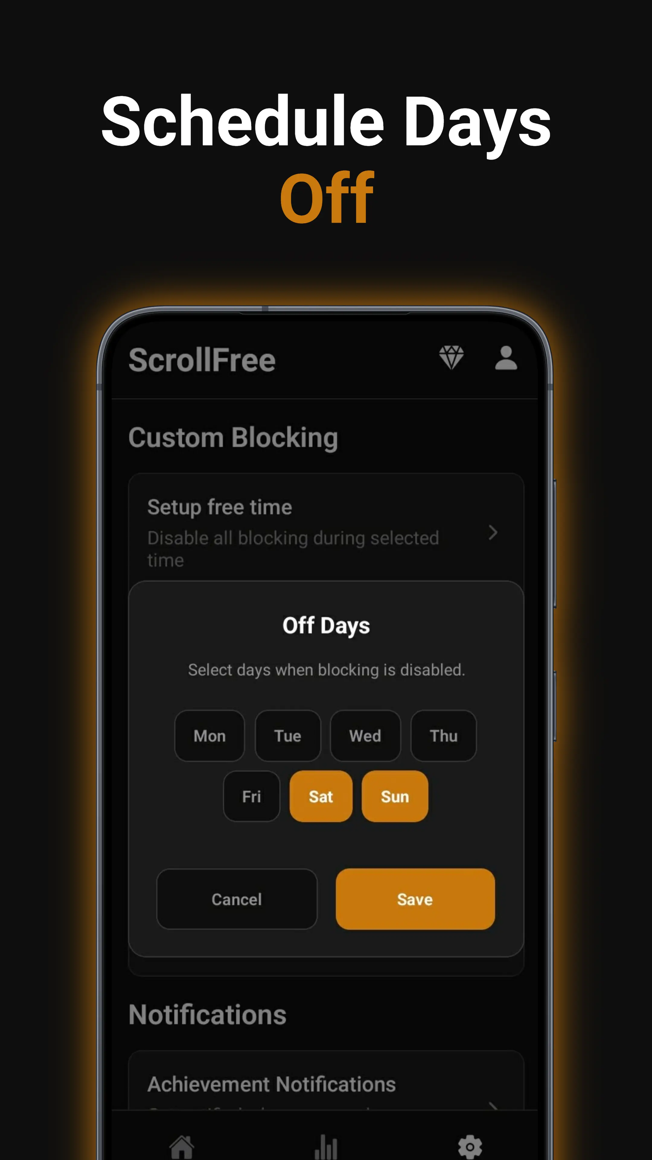 ScrollFree intentional pause prompt before opening a distracting app